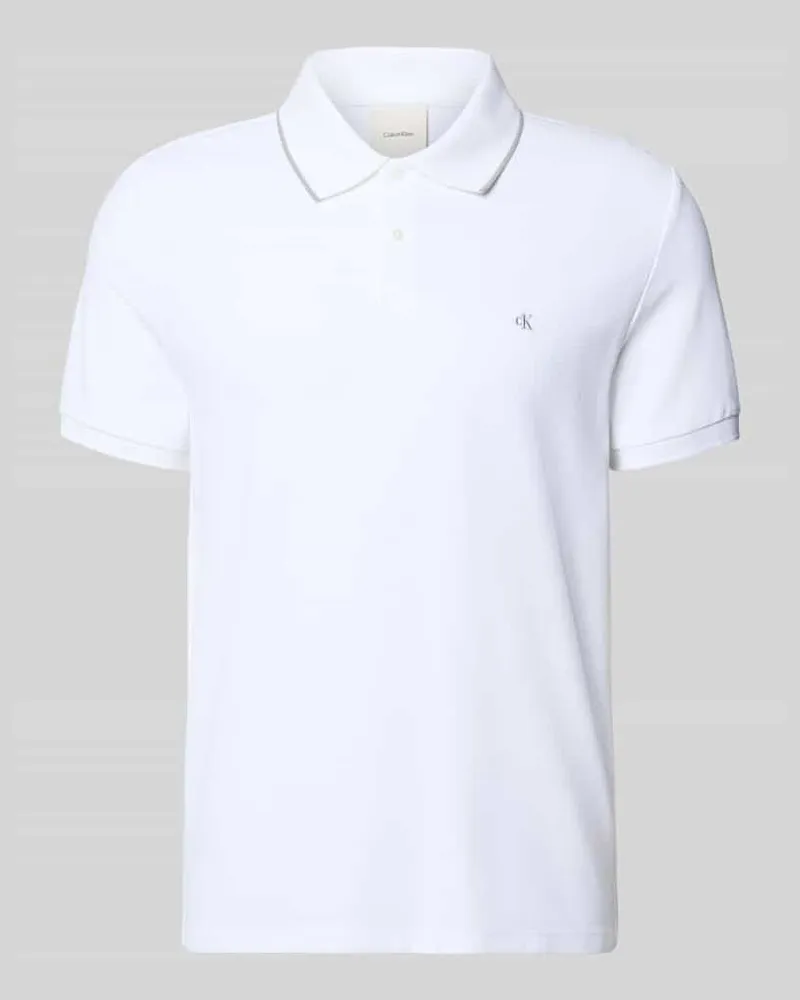 Calvin Klein Poloshirt mit Logo Stitching aus reiner Baumwolle Weiss
