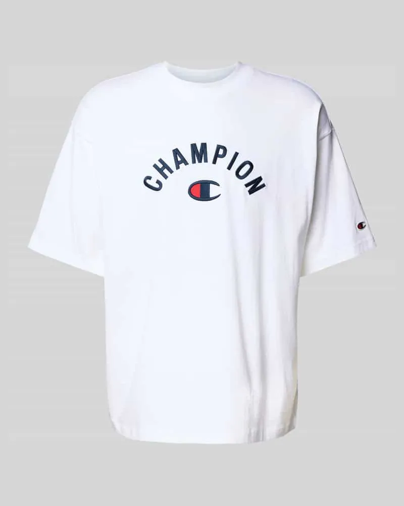 Champion Relaxed Fit T-Shirt mit Label-Stitching Weiss