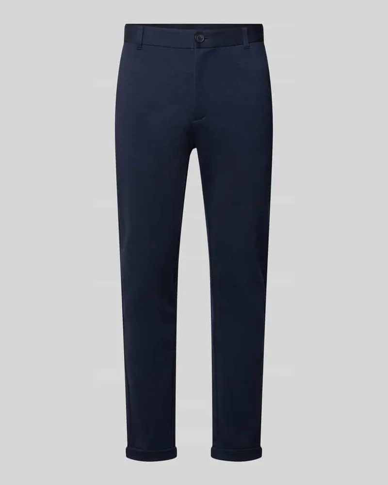 Lindbergh Slim Fit Hose mit Viskose-Anteil in verkürzter Passform Dunkelblau