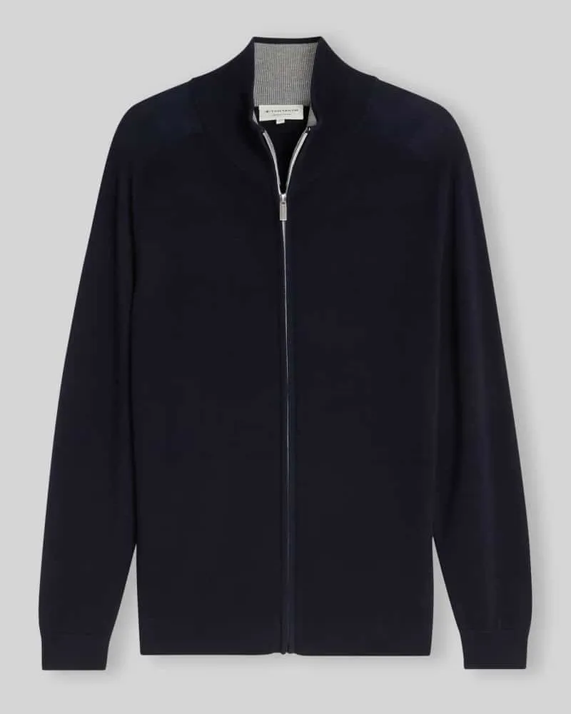Tom Tailor Regular Fit Strickjacke aus reiner Baumwolle Marine