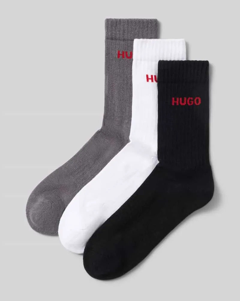 HUGO BOSS Socken mit Logo-Schriftzug im 3er-Pack Mittelgrau