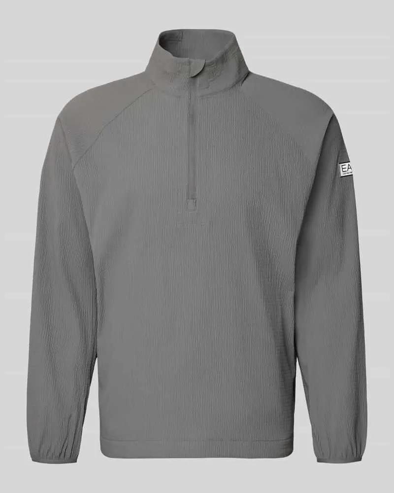 EA7 Regular Fit Sweatshirt mit Strukturmuster Mittelgrau