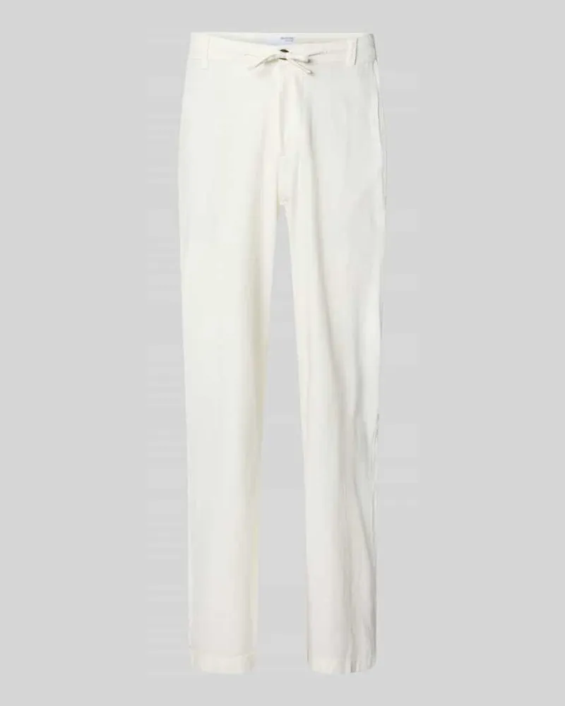 Selected Homme Loose Fit Hose aus Baumwoll-Leinen-Mix Modell 'BRODY Offwhite