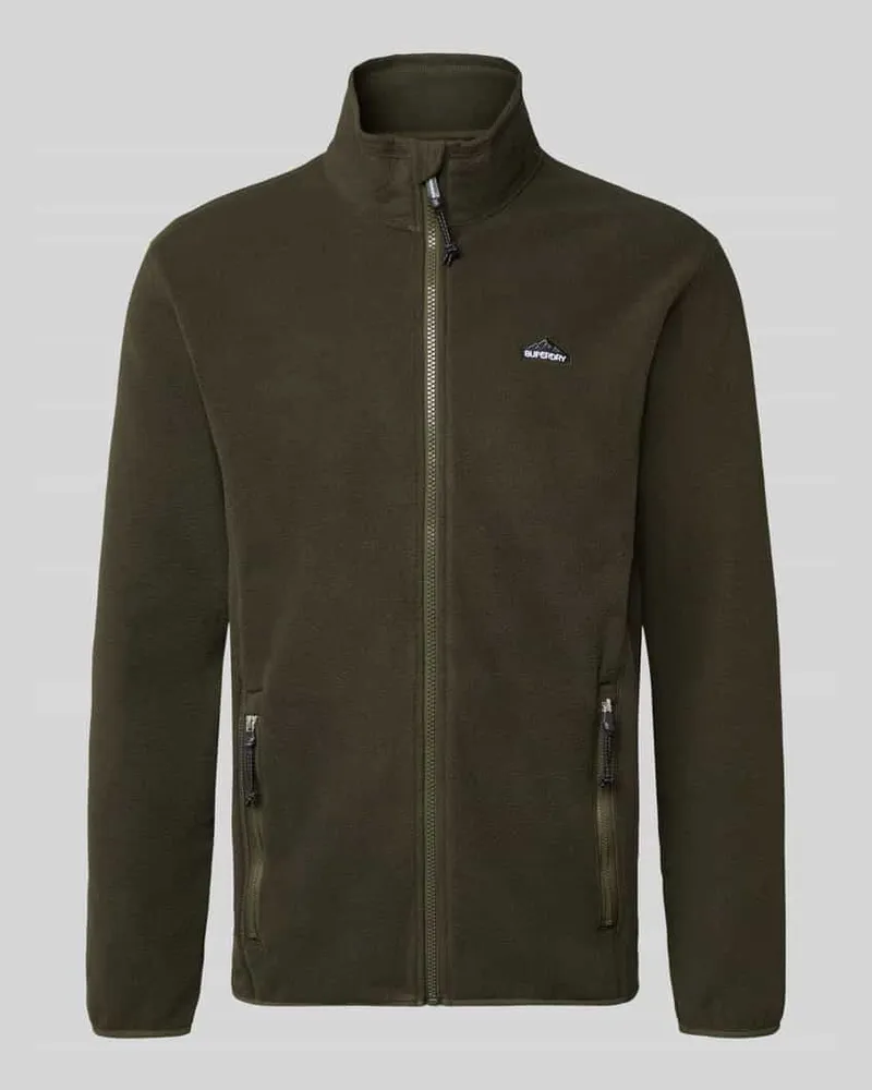Superdry. Fleecejacke mit Stehkragen Oliv