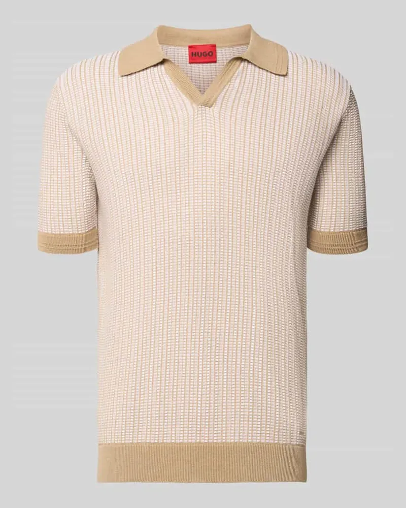 HUGO BOSS Regular Fit Poloshirt aus Baumwoll-Leinen-Mix Modell 'SEEROY Sand