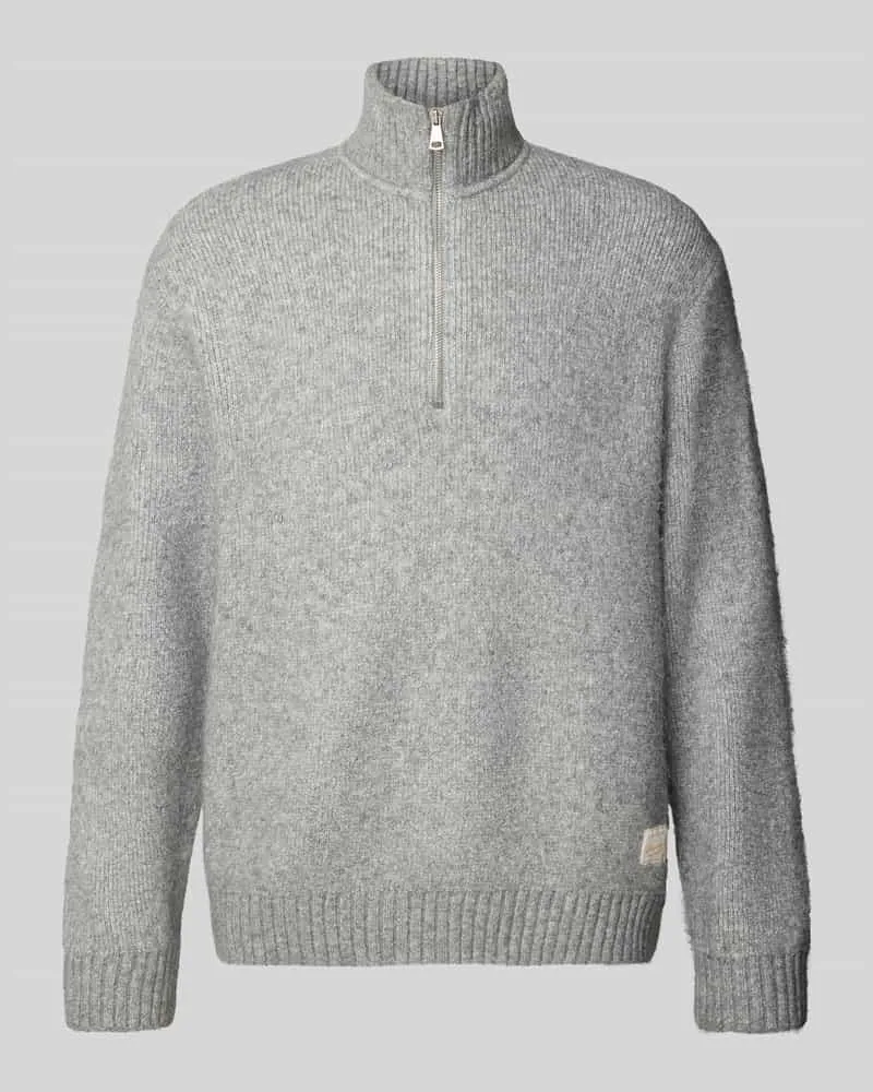 Jack & Jones Relaxed Fit Strickpullover aus elastischem Woll-Mix Hellgrau