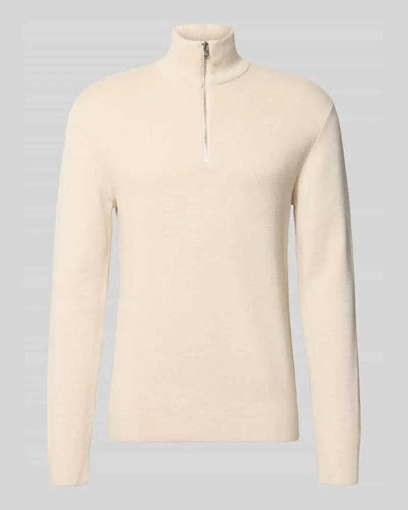 Jack & Jones Slim Fit Strickpullover aus reiner Baumwolle Modell 'MILANO Offwhite