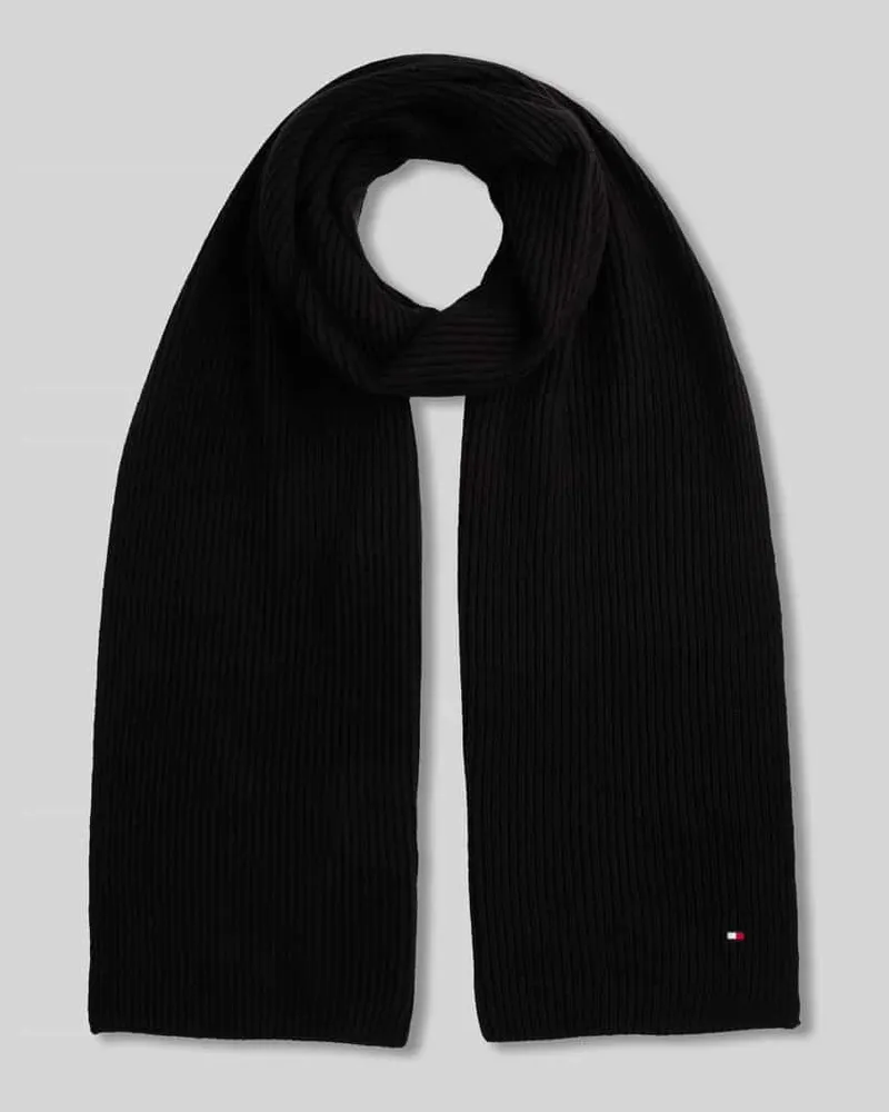 Tommy Hilfiger Schal mit Logo-Detail aus Pima Baumwolle Black