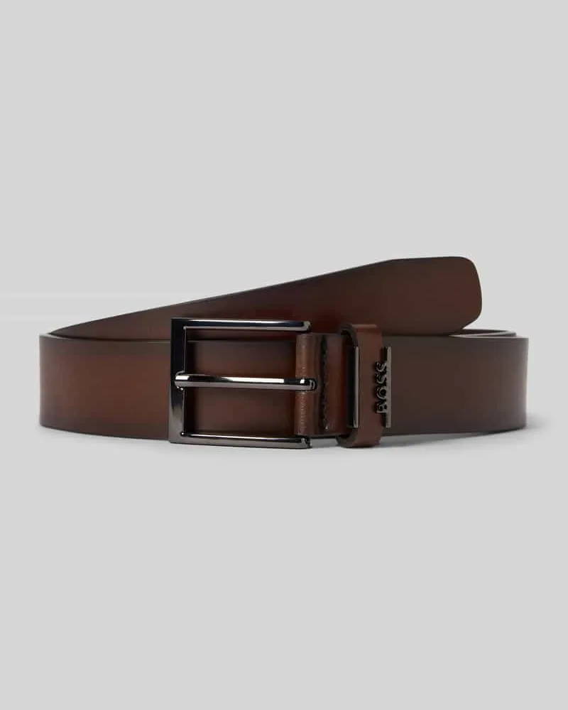 HUGO BOSS Ledergürtel mit Label-Applikation aus Metall 