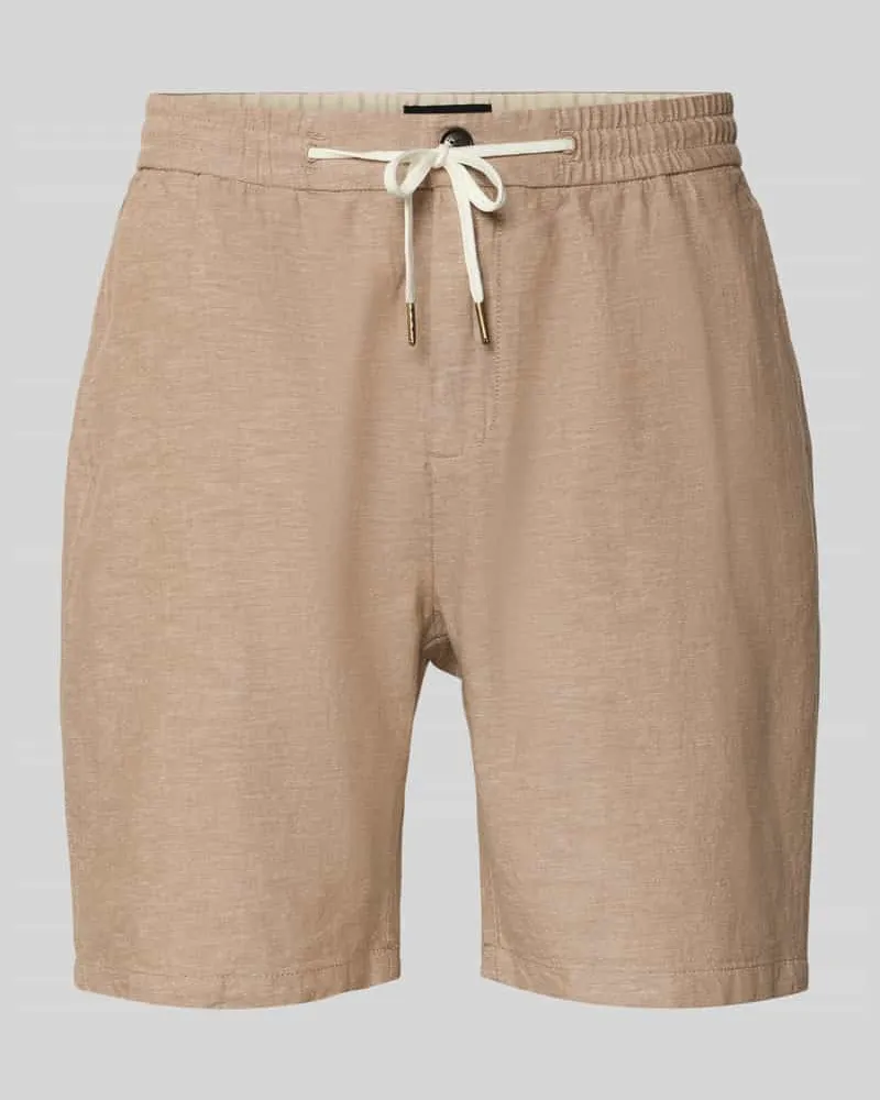 Scotch&Soda Shorts aus Baumwoll-Leinen-Mix mit elastischem Bund Taupe