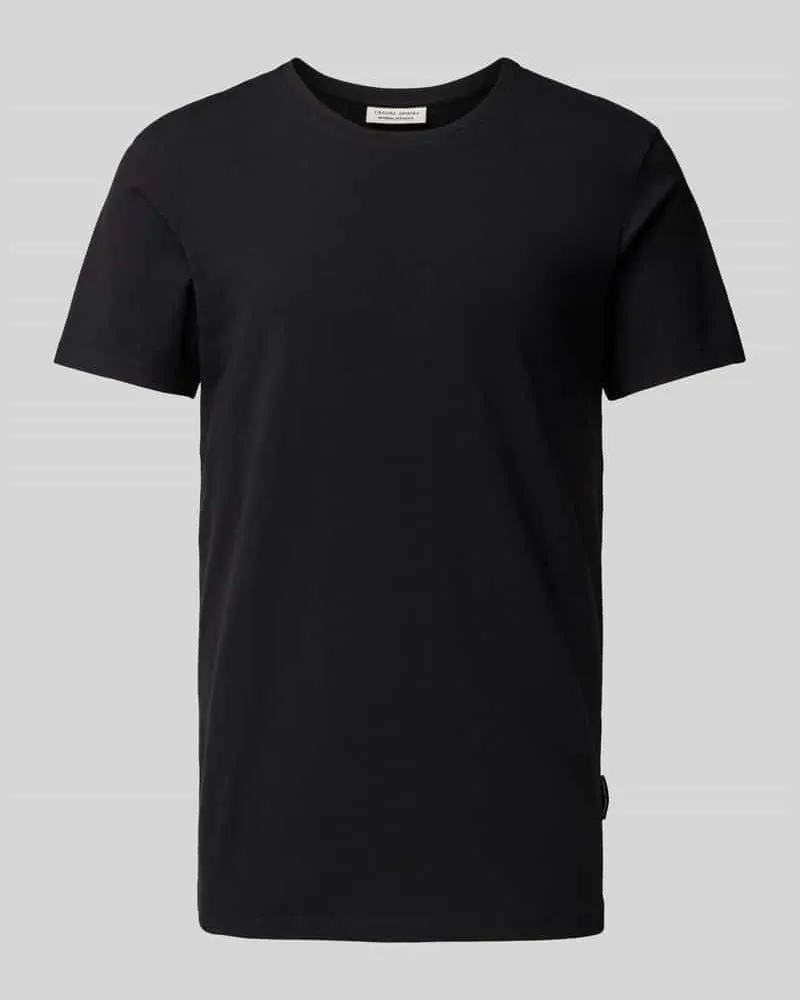 Casual Friday T-Shirt mit geripptem Rundhalsausschnitt 