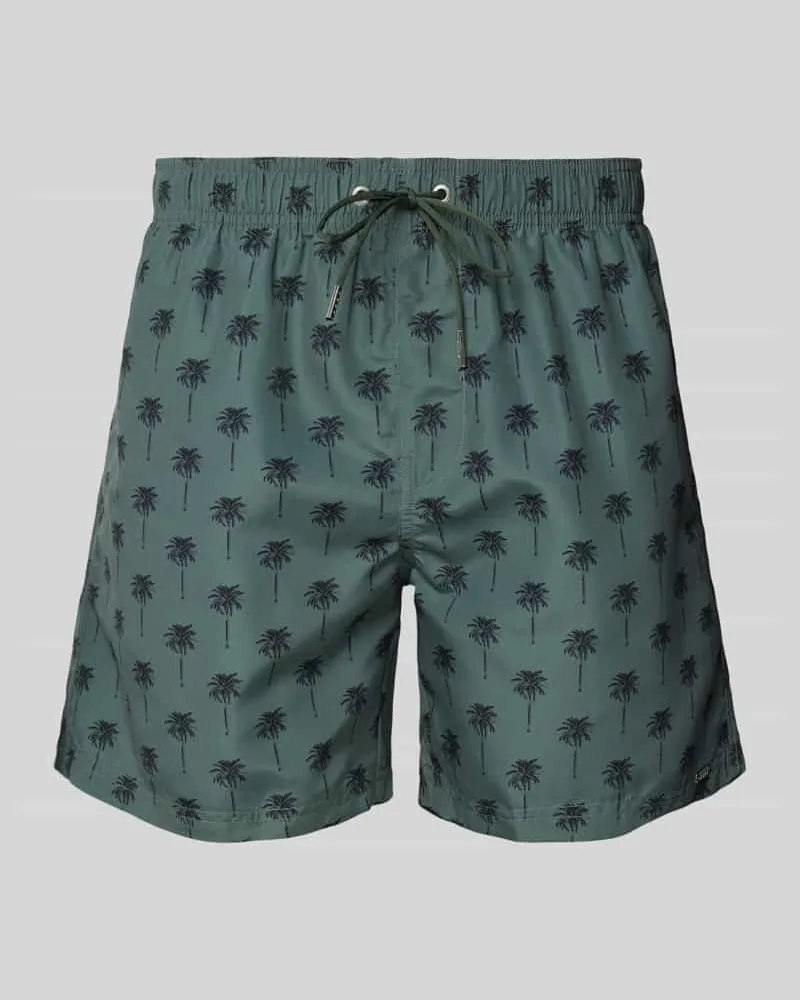 Schiesser Relaxed Fit Badeshorts mit Label-Applikation 