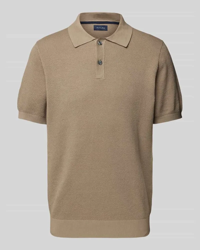 Christian Berg Poloshirt mit gerippten Abschlüssen 