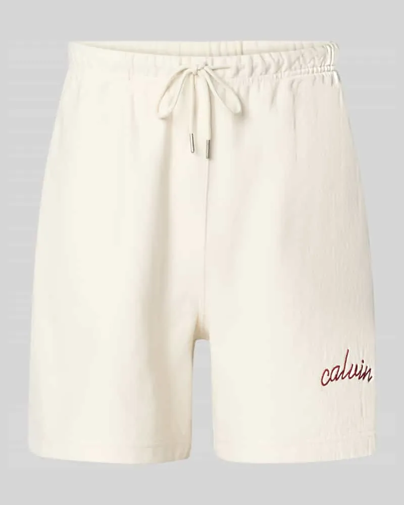 Calvin Klein Regular Fit Sweatshorts mit Logo-Stitching Modell 'Terry 