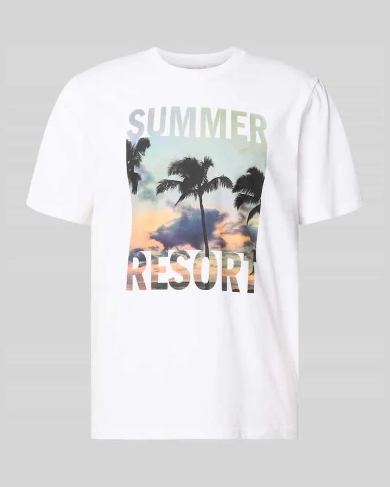 Only & Sons Regular Fit T-Shirt aus reiner Baumwolle Modell 'MAGDY LIFE Weiss
