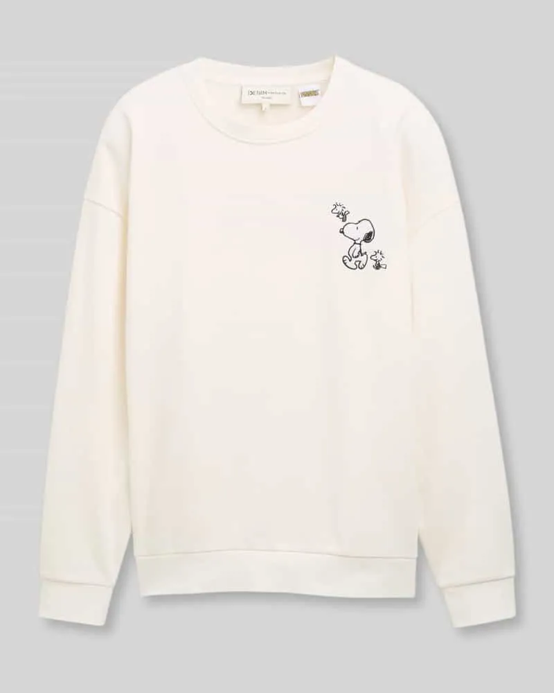 Tom Tailor Relaxed Fit Sweatshirt mit Peanuts Frontstickerei Offwhite