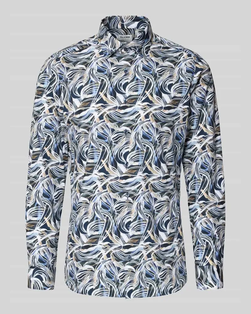 Olymp Slim Fit Businesshemd aus Baumwolle mit Kentkragen Marine