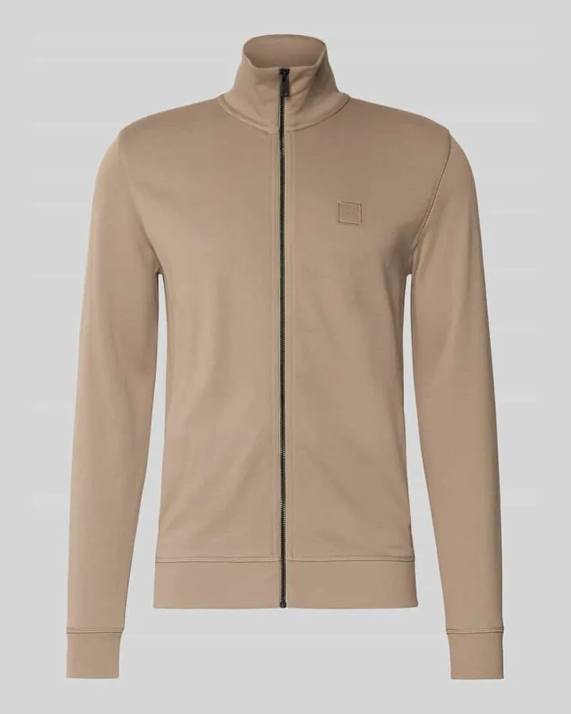 HUGO BOSS Regular Fit Sweatjacke aus reiner Baumwolle Oliv