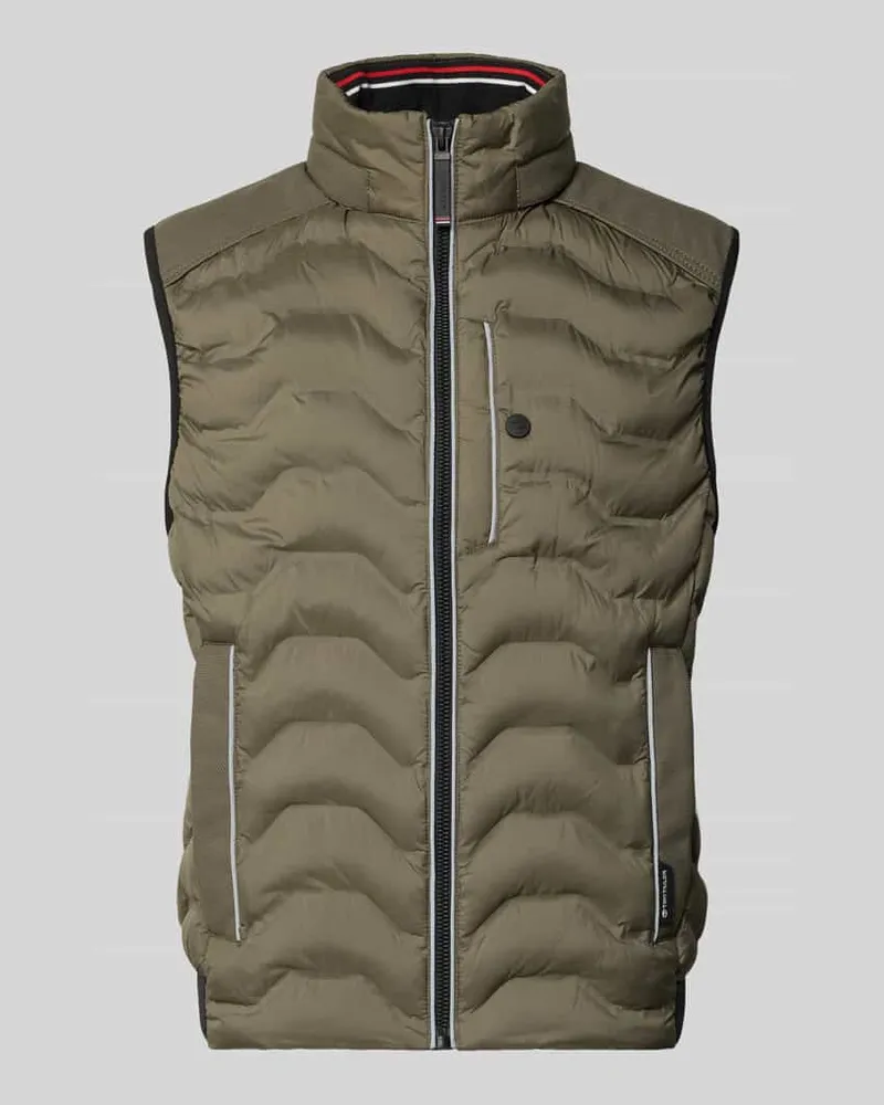 Tom Tailor Regular Fit Steppweste mit Kapuze im Kragen Oliv