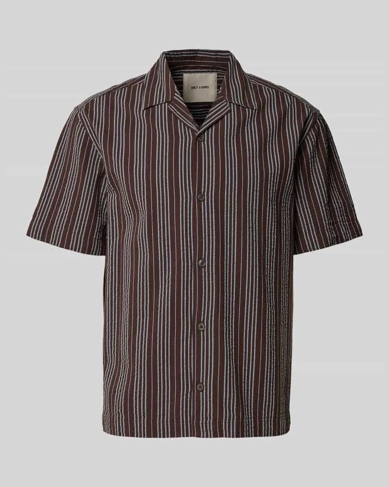 Only & Sons Relaxed Fit Freizeithemd aus reiner Baumwolle Modell 'CRUZ Dunkelbraun
