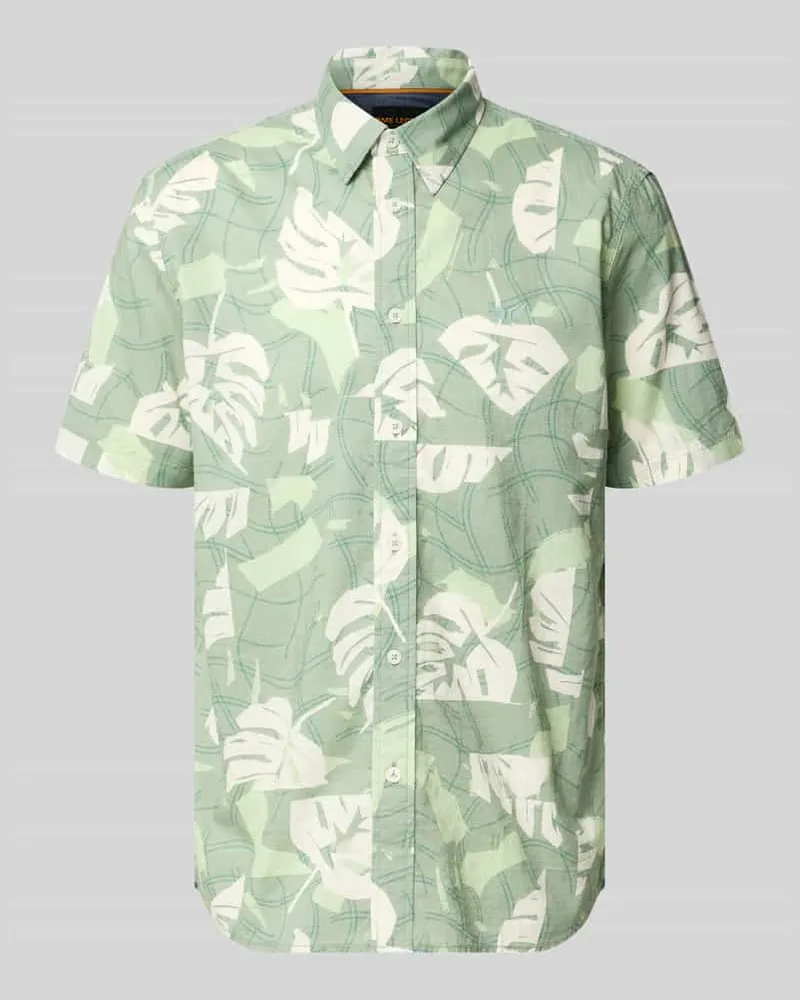 PME Legend Slim Fit Freizeithemd im Allover-Look mit Kentkragen Hellgruen
