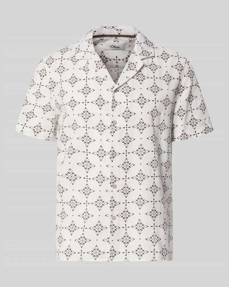 S.Oliver Relaxed Fit Freizeithemd aus reiner Baumwolle Weiss