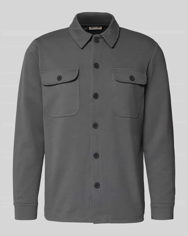 Only & Sons Regular Fit Hemdjacke mit Viskose-Anteil Modell 'NEWKODYL Anthrazit