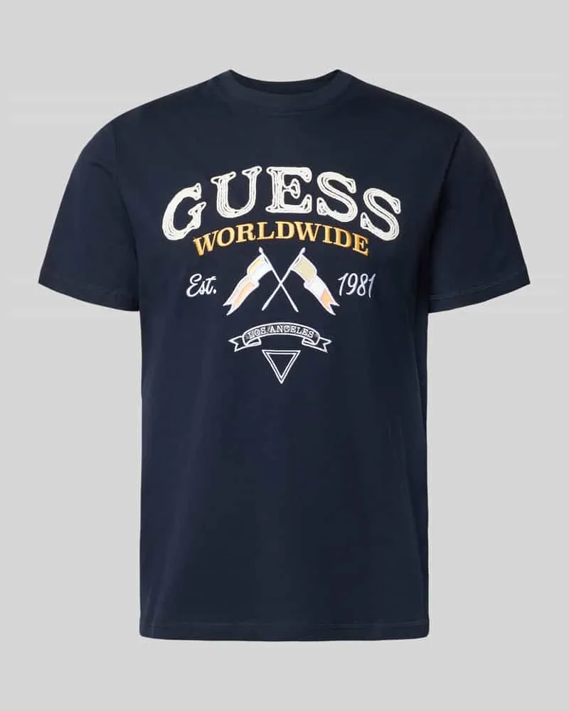 Guess T-Shirt mit Rundhalsausschnitt und Label-Stitching Marine