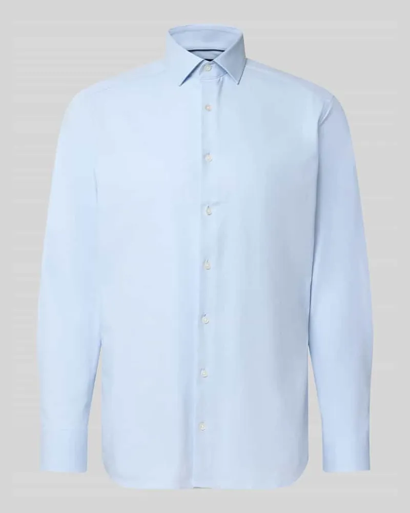 Olymp Modern Fit Businesshemd aus Baumwoll-Mix Bleu