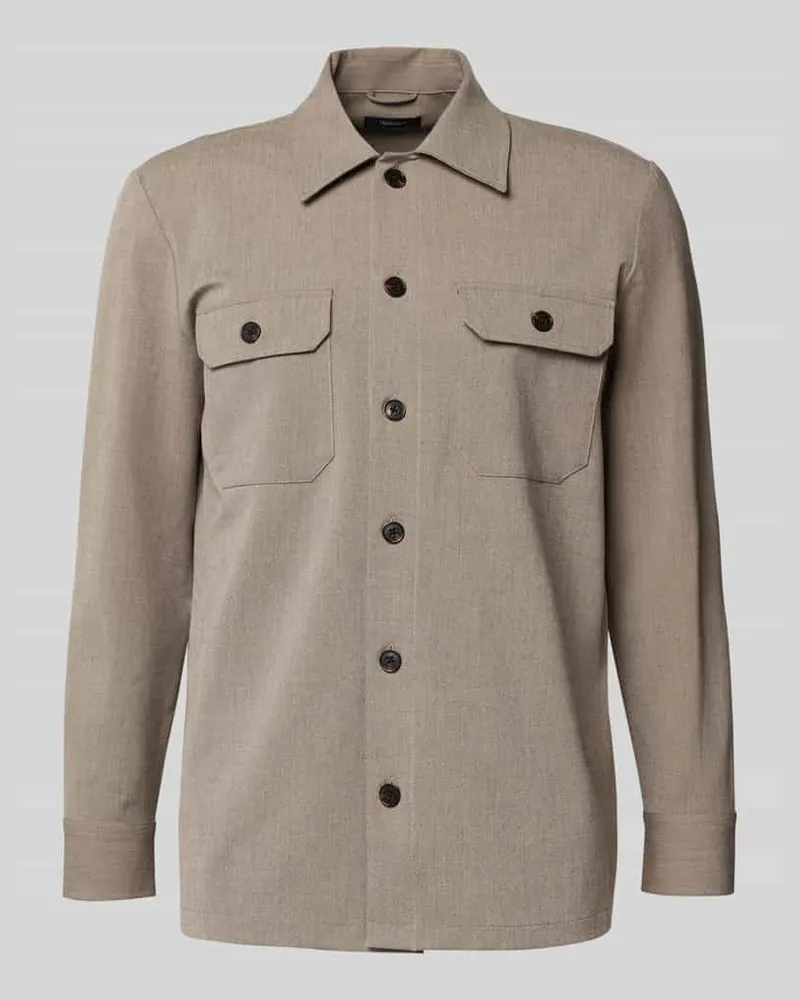 Matinique Regular Fit Hemdjacke mit Kentkragen Modell 'Damo Taupe