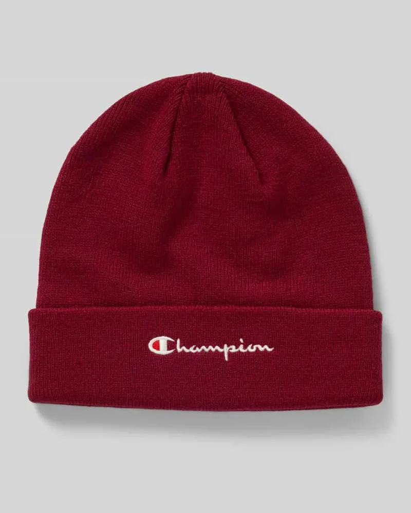 Champion Beanie mit breitem Umschlag und Logo-Stitching Bordeaux