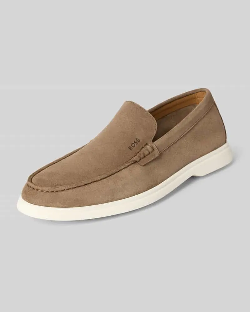 HUGO BOSS Lederloafer mit Label-Prägung Modell 'Sienne Beige