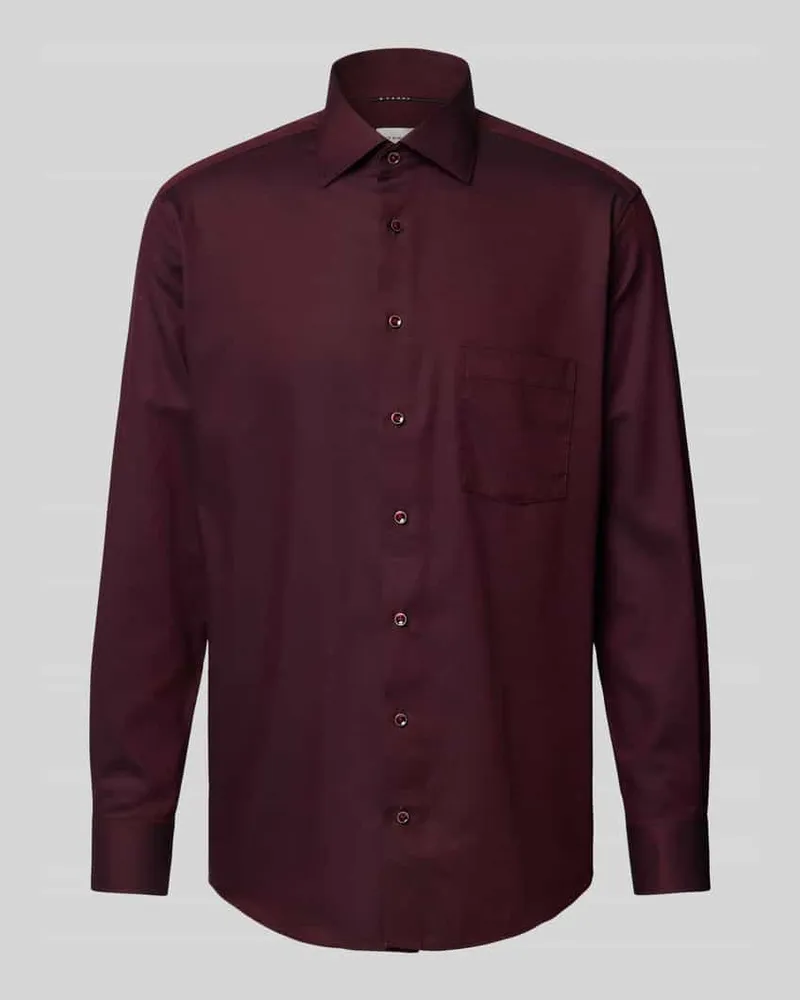 Eterna Modern Fit Business-Hemd mit Kentkragen Bordeaux