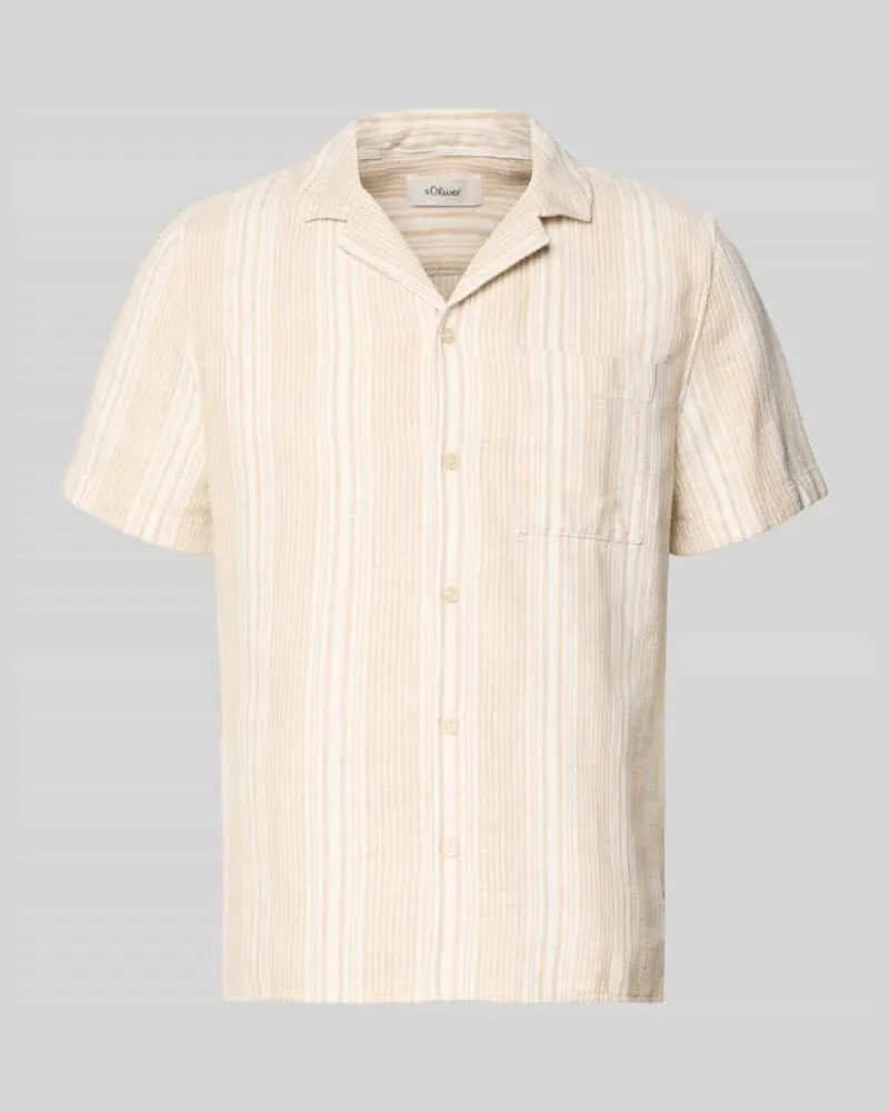 S.Oliver Regular Fit Freizeithemd aus reiner Baumwolle Beige