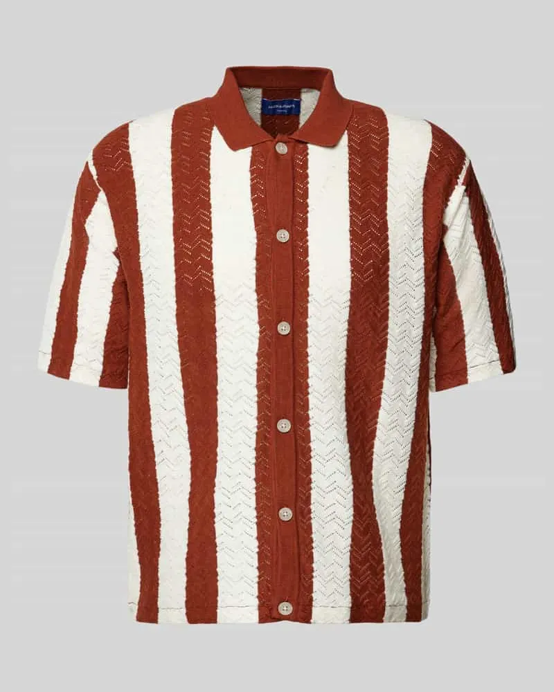 Jack & Jones Regular Fit Freizeithemd mit Lochstickerei Modell 'NOTO Rot