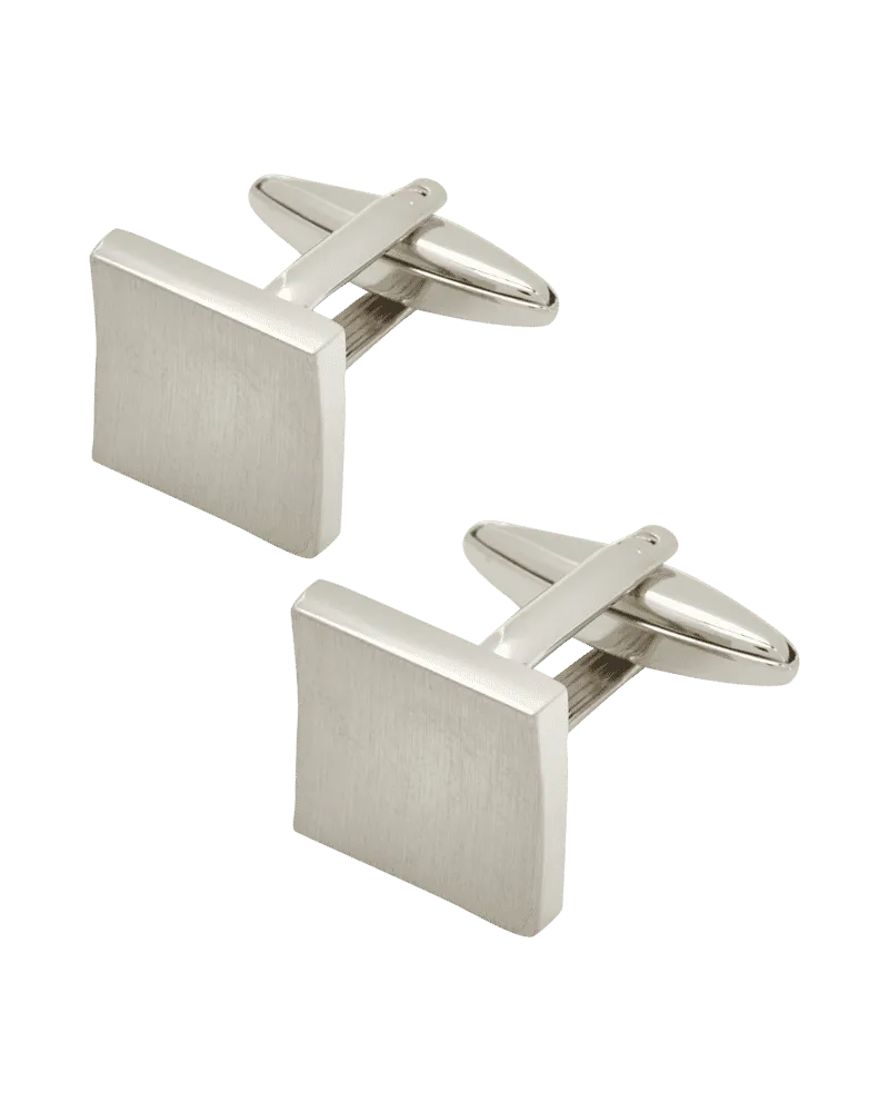 Lindenmann Manschettenknöpfe mit matter Oberfläche Silber