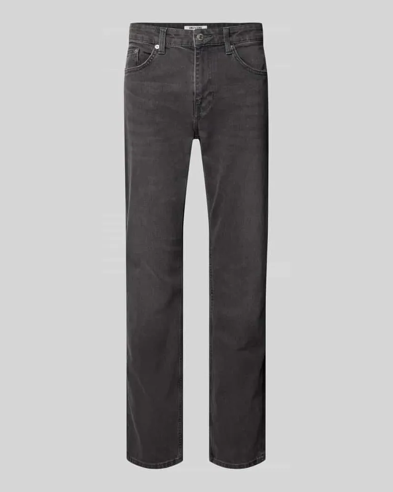 Only & Sons Regular Fit Jeans aus Baumwoll-Mix Modell 'WEFT Dunkelgrau
