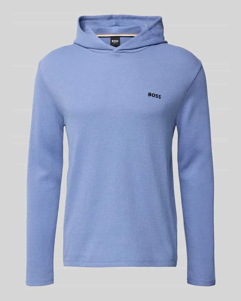 HUGO BOSS Comfort Fit Langarmshirt aus Baumwoll-Mix Modell 'WAFFLE Jeansblau