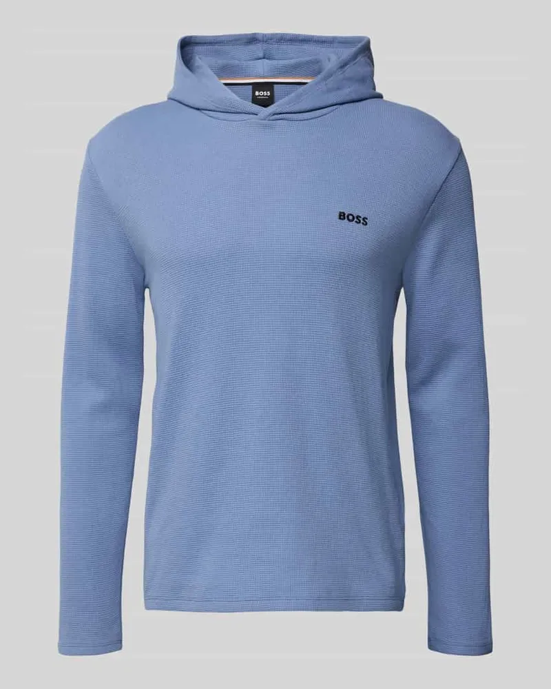 HUGO BOSS Comfort Fit Langarmshirt aus Baumwoll-Mix Modell 'WAFFLE Jeansblau