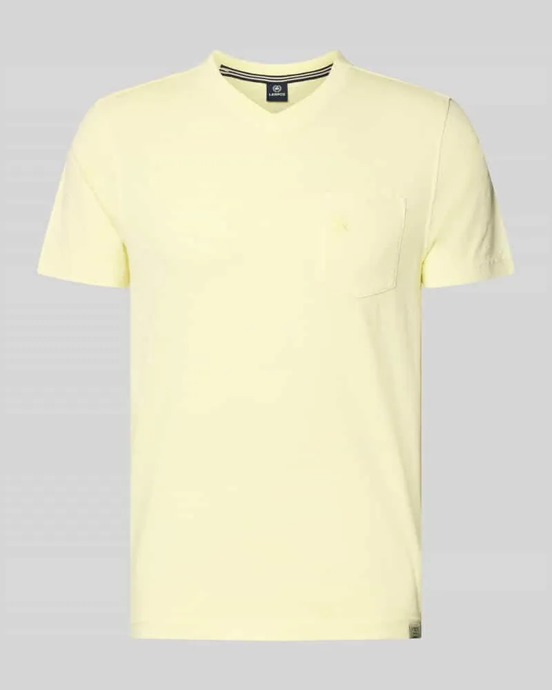 Lerros Regular Fit T-Shirt mit V-Ausschnitt Hellgelb