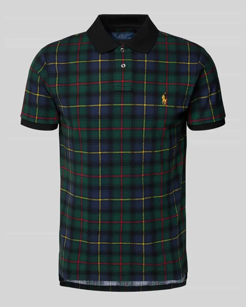 Ralph Lauren Custom Slim Fit Poloshirt mit Label-Stitching Dunkelgruen