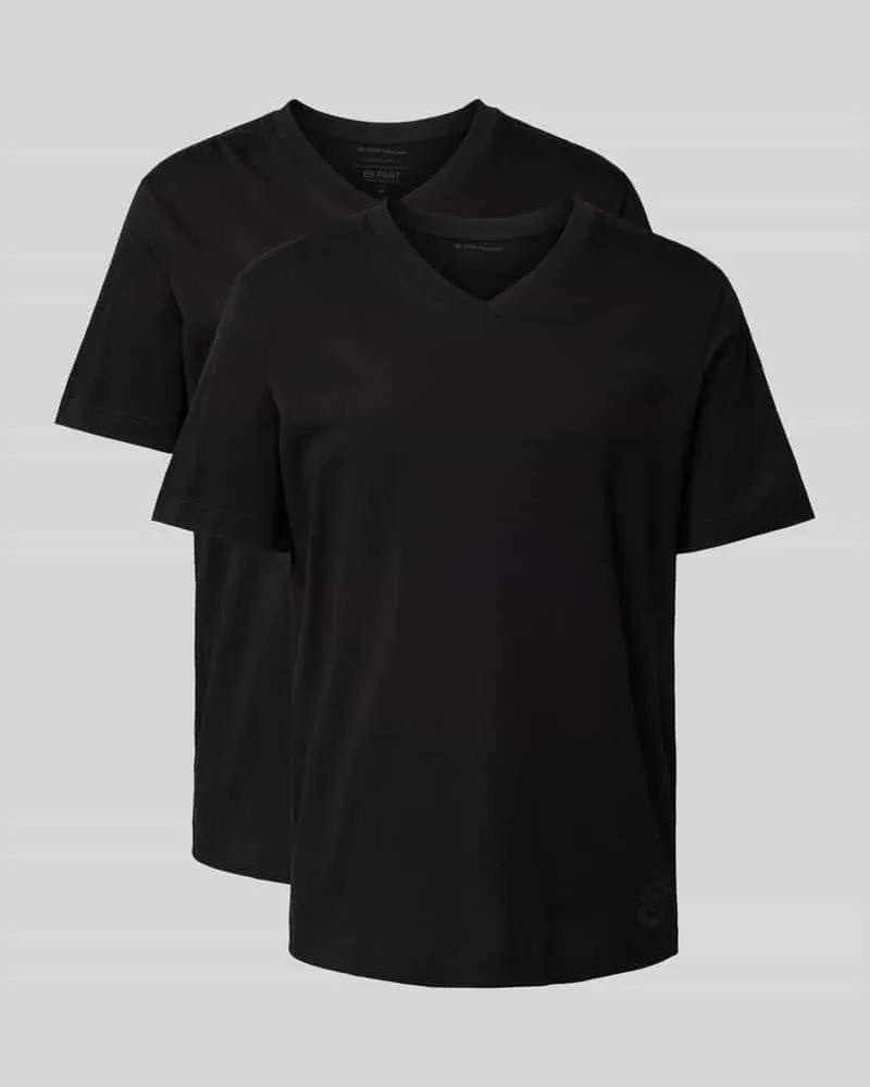 Tom Tailor T-Shirt mit V-Ausschnitt im 2er-Pack Black