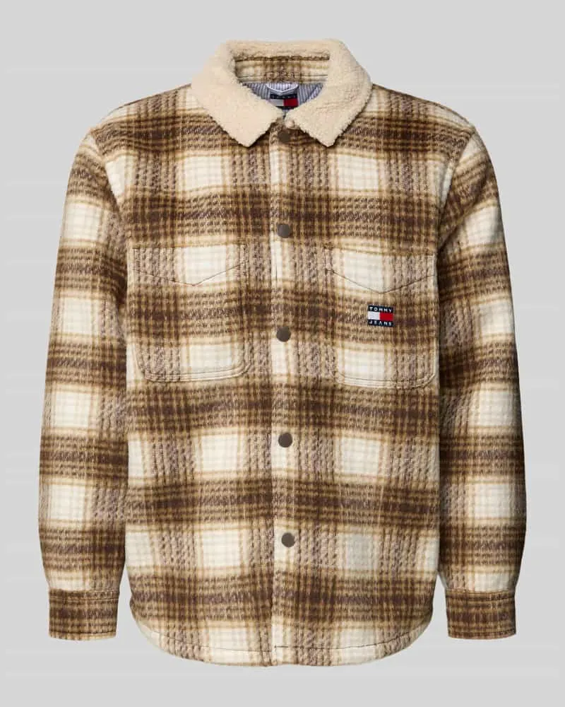 Tommy Hilfiger Oversized Hemdjacke mit Allover-Muster Beige