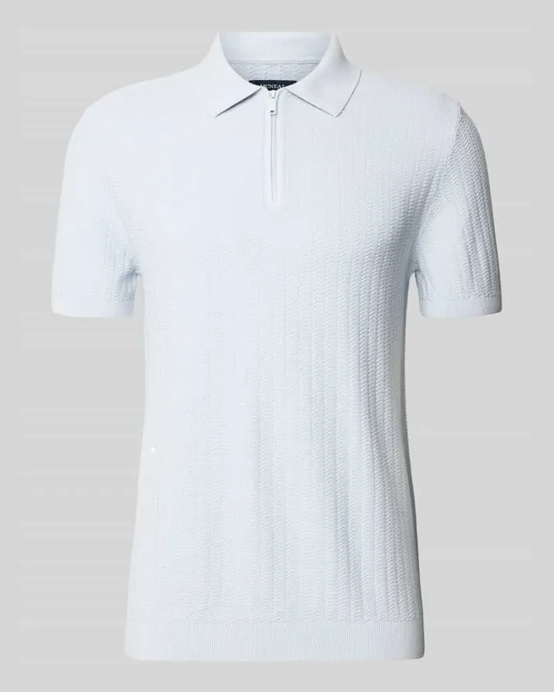McNeal Poloshirt mit kurzem Reißverschluss und Polokragen Hellblau