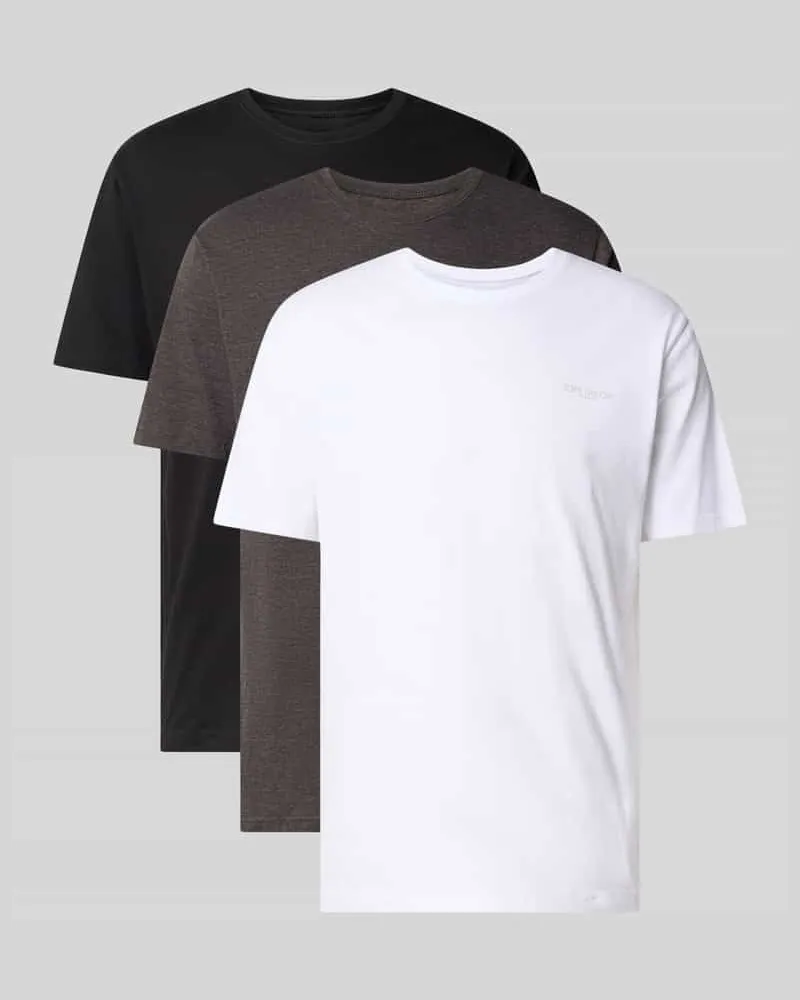 Tom Tailor T-Shirt mit Logo-Schriftzug im 3er-Pack Taupe