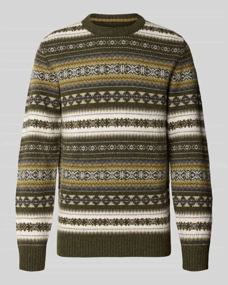 McNeal Slim Fit Strickpullover aus Baumwoll-Mix mit Rundhalsausschnitt Khaki