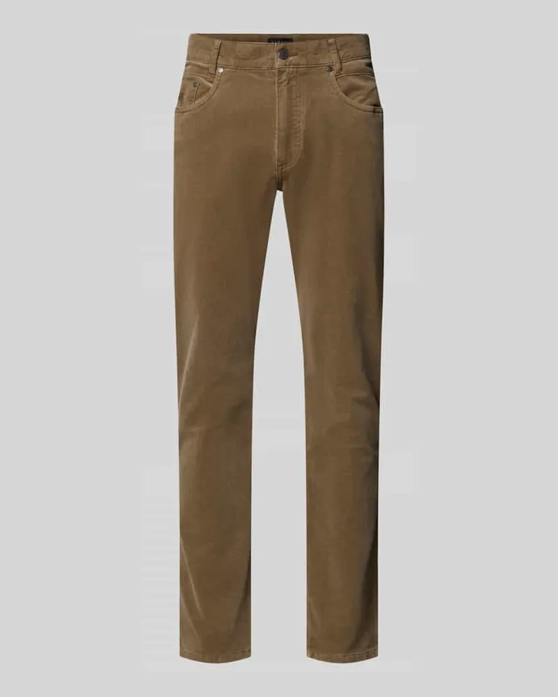 Bugatti Straight Fit Cordhose aus elastischem Baumwoll-Mix Beige