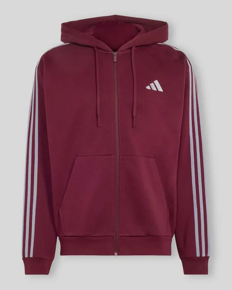 adidas Regular Fit Kapuzenjacke mit 3-Streifen-Design Dunkelrot