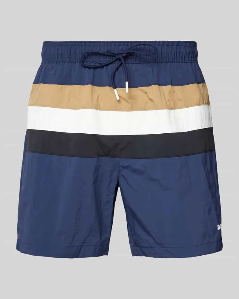 HUGO BOSS Relaxed Fit Badeshorts mit Label-Print Modell 'Louis 