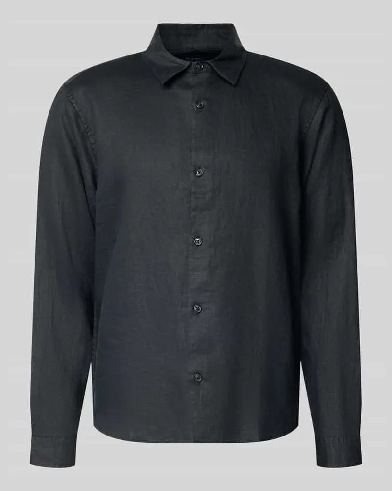 GAP Regular Fit Leinenhemd mit Kentkragen Black